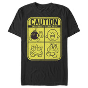 Men's Nintendo Super Mario Caution  Adult T-Shirt