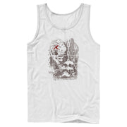 Men's Pirates of the Caribbean: Curse of the Black Pearl Jack Sparrow Distressed Skull Poster  Adult Tank Top