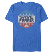 Men's Ferris Bueller's Day Off Save Campaign Button  Adult T-Shirt