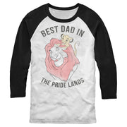 Men's Lion King Simba and Mufasa Best Dad in the Pride Lands  Adult Baseball Tee