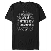 Men's Harry Potter Life is Better at Hogwarts Icons  Adult T-Shirt