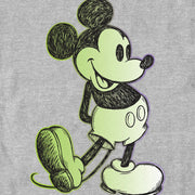 Men's Mickey & Friends Retro Green Sketch  Adult T-Shirt