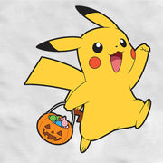 Men's Pokemon Halloween Trick-or-Treating Pikachu  Adult Baseball Tee