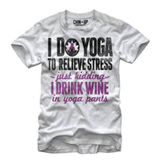 Women's CHIN UP Drink Wine in Yoga Pants  Adult Boyfriend Tee