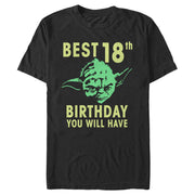 Men's Star Wars Yoda Best 18th Birthday You Will Have Stencil  Adult T-Shirt