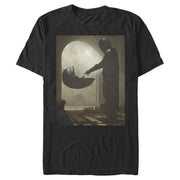 Men's Star Wars: The Mandalorian The Child and Bounty Hunter Portrait Scene  Adult T-Shirt