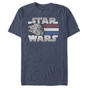 Men's Star Wars Millennium Falcon Patriotic Stripes  Adult T-Shirt