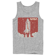 Men's NASA Red And Orange Hue Lift Off Sticker Logo  Adult Tank Top