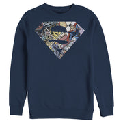 Men's Superman Comic Panel Shield Logo  Adult Sweatshirt