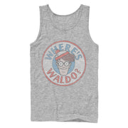 Men's Where's Waldo Retro Character Circle  Adult Tank Top