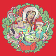 Men's Toy Story Christmas Wreath Characters  Adult T-Shirt