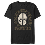 Men's Star Wars: The Mandalorian Galaxy's Best Father Din Djarin Helmet  Adult T-Shirt