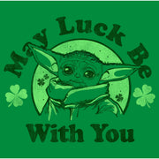 Men's Star Wars: The Mandalorian St. Patrick's Day Grogu May Luck be with You Distressed  Adult T-Shirt