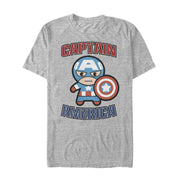 Men's Marvel Cartoon Kawaii Captain America  Adult T-Shirt