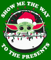 Men's Star Wars: The Mandalorian Christmas Grogu Show Me the Way to the Presents  Adult T-Shirt