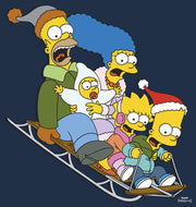 Men's The Simpsons Distressed Family Gone Sledding  Adult Long Sleeve Shirt