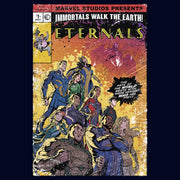 Men's Marvel Eternals Retro Group Comic Book Cover  Adult T-Shirt