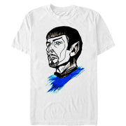 Men's Star Trek Commander Spock Paint Streak Portrait  Adult T-Shirt