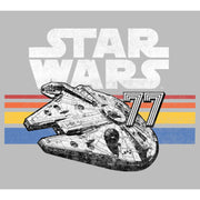 Men's Star Wars Millennium Falcon 77' Vintage Stripes  Adult T-Shirt