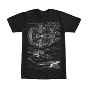 Men's Star Wars Spaceship Schematic Print  Adult T-Shirt