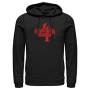 Men's Stranger Things Red Logo 4  Adult Pull Over Hoodie