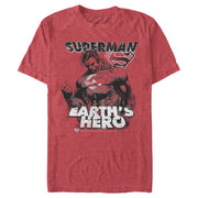 Men's Superman Grunge Earth's Hero  Adult T-Shirt