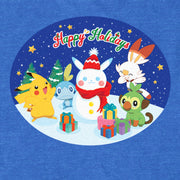 Men's Pokemon Happy Holidays Snowman Pikachu  Adult T-Shirt