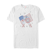 Men's Marvel Fourth of July  Cartoon Captain America  Adult T-Shirt