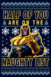 Men's Marvel Ugly Christmas Thanos Naughty List  Adult Sweatshirt