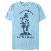 Men's Yellowstone Blue John Dutton Riding Horse on Ranch  Adult T-Shirt