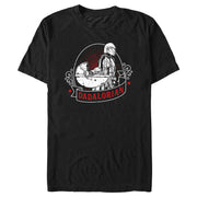 Men's Star Wars: The Mandalorian Grogu and Din Djarin Dadalorian Cradle Sketch  Adult T-Shirt