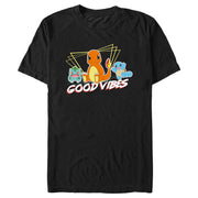 Men's Pokemon Bulbasaur, Squirtle and Charmander Good Vibes  Adult T-Shirt