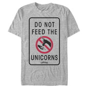 Men's Onward Do Not Feed Unicorn Warning  Adult T-Shirt