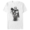 Men's The Nightmare Before Christmas Jack and Sally Black and White Dance Sketch  Adult T-Shirt