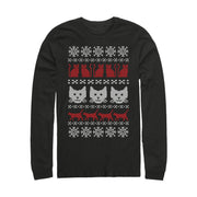 Men's Lost Gods Ugly Christmas Cat  Adult Long Sleeve Shirt