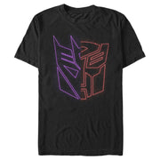 Men's Transformers Split Bot Neon Logo  Adult T-Shirt