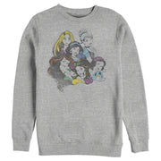 Men's Disney Princesses Group Bold Color Pop  Adult Sweatshirt