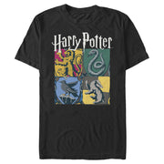 Men's Harry Potter Hogwarts Houses Vintage Collage  Adult T-Shirt