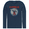 Men's Cuphead Smile and Wave Distressed  Adult Long Sleeve Shirt