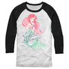 Men's The Little Mermaid Ariel Watercolor Signature  Adult Baseball Tee