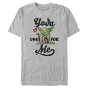 Men's Star Wars Valentine's Day Yoda One for Me Cartoon  Adult T-Shirt