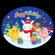 Men's Pokemon Christmas Happy Holidays Snowman  Adult Long Sleeve Shirt