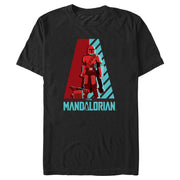 Men's Star Wars: The Mandalorian Blue and Red Animated Logo  Adult T-Shirt