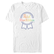 Men's Pabst Rainbow Blue Ribbon Logo  Adult T-Shirt