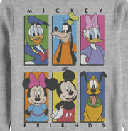 Men's Mickey & Friends Colorful Character Panels  Adult Sweatshirt