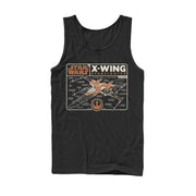 Men's Star Wars: The Rise of Skywalker X-Wing Schematic Frame  Adult Tank Top