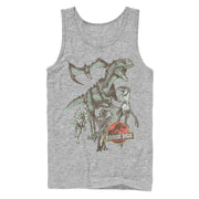 Men's Jurassic Park Vintage Dinosaur Stampede  Adult Tank Top