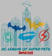 Men's DC League of Super-Pets Metropolis Skyline Outline  Adult T-Shirt