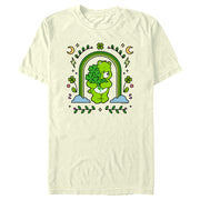 Men's Care Bears St. Patrick's Day Good Luck Bear Green Rainbow Arch  Adult T-Shirt