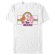 Men's Care Bears Valentine's Day Tenderheart Bear and Love-a-Lot Bear Be Mine Rainbow  Adult T-Shirt